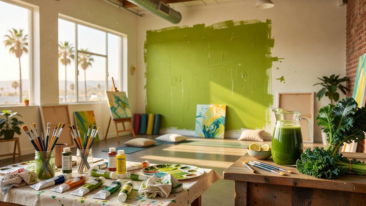 Painted the studio wall the wrong green twice