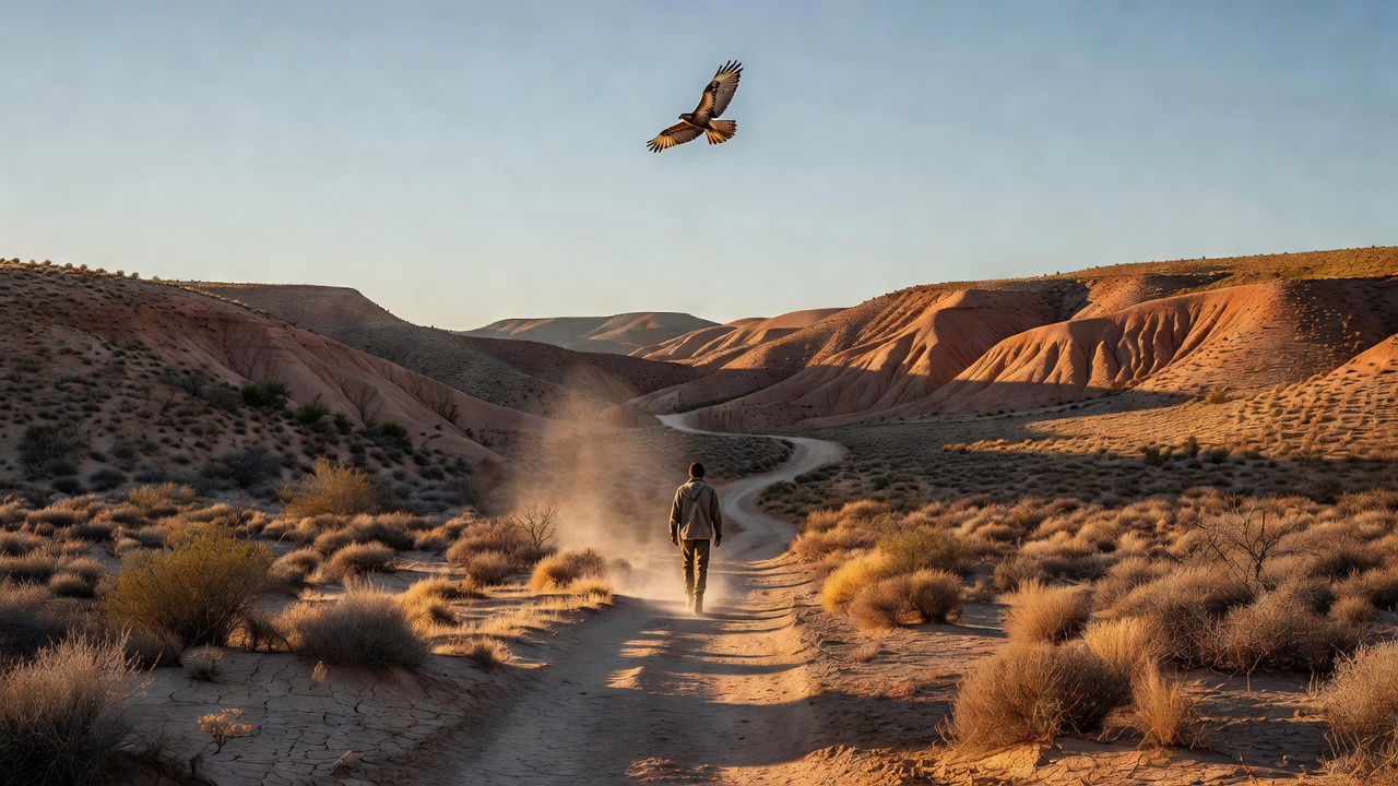Hawk over the arroyo after session