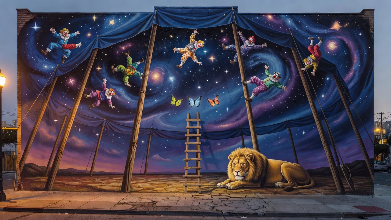 Clowns Under a Painted Sky